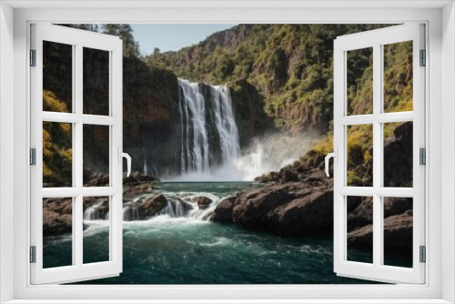 Fototapeta Naklejka Na Ścianę Okno 3D - Nature's Majesty: Awe-Inspiring Waterfall in Sharp Detail