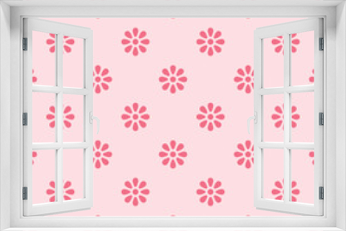 Fototapeta Naklejka Na Ścianę Okno 3D - Seamless pattern with pink geometric flowers