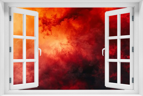 Fiery red sky with abstract black and red smoky background - Wide banner design