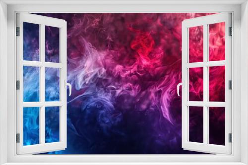 Dramatic smoke and fog in contrasting vivid red, blue, and purple colors. Vivid and intense abstract background or wallpaper - generative ai