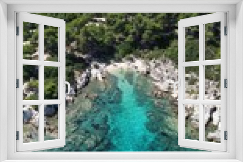 Fototapeta Naklejka Na Ścianę Okno 3D - Aerial view of the shoreline of Mega Portokali Beach, Sitonia, Halkidiki, Greece