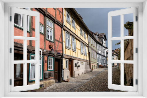 Fototapeta Naklejka Na Ścianę Okno 3D - Fachwerk Häuserzeile  in Quedlinburg