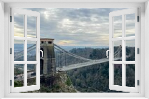 Fototapeta Naklejka Na Ścianę Okno 3D - Stunning landscape featuring a suspension bridge: Bristol suspension bridge