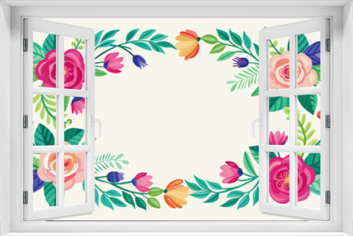 Fototapeta Naklejka Na Ścianę Okno 3D - floral-border-frame-whit-background-vector-illustration 