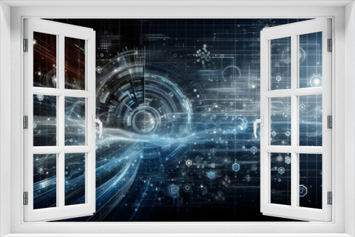Cybernetic Canvas Digital grid backdrop with a cybernetic theme for tech presentations. in business innovation abstract theme ,Full depth of field, clean bright tone, high quality ,include copy space,
