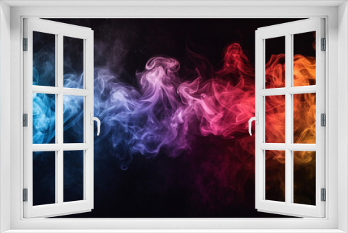 Vivid spectrum smoke swirls against a dark abyss, a dance of color inspired by AI Generative.