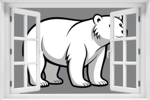 Fototapeta Naklejka Na Ścianę Okno 3D - Outline Polar Bear Vector Illustration, Plain Bear Silhouette Art