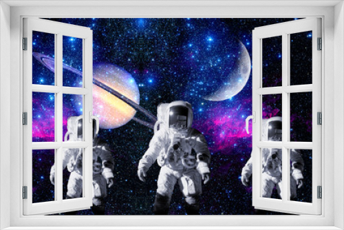 Fototapeta Naklejka Na Ścianę Okno 3D - Astronauts Space Planet Moon