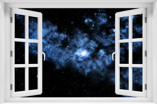 Fototapeta Naklejka Na Ścianę Okno 3D - hell leuchtender Sternenhimmel mit blauen Wolken