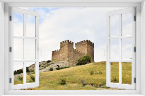 Fototapeta Naklejka Na Ścianę Okno 3D - Crimea. Zander. Part of the wall of the Genoese fortress