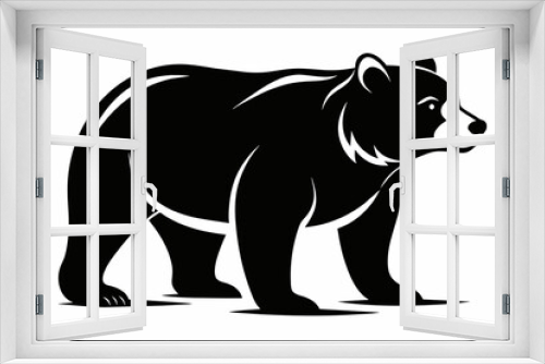Fototapeta Naklejka Na Ścianę Okno 3D - Vector silhouette of bear  on white background