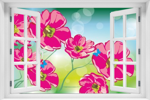 Fototapeta Naklejka Na Ścianę Okno 3D - fioletowe kwiaty,