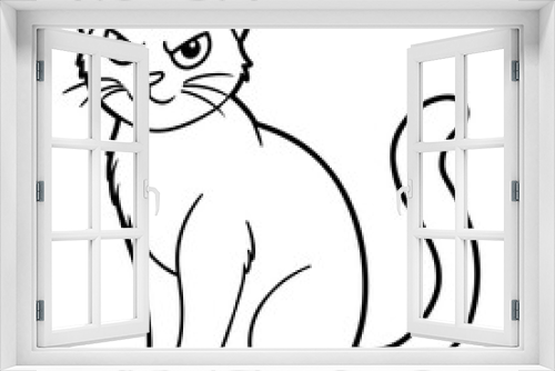 Fototapeta Naklejka Na Ścianę Okno 3D - Angry Cat Sitting Vector Illustration
