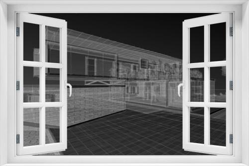 Fototapeta Naklejka Na Ścianę Okno 3D - house architectural sketch 3d illustration
