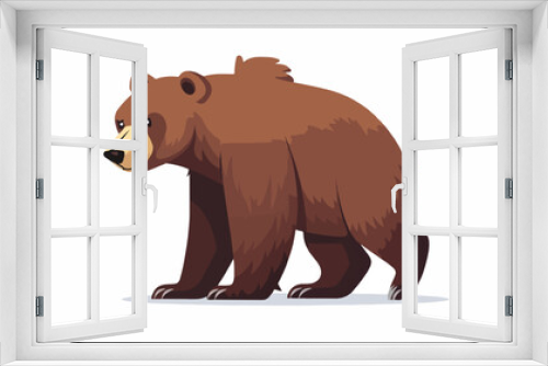 Fototapeta Naklejka Na Ścianę Okno 3D - Cartoon funny bear walking on white background flat vector