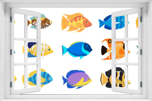Fototapeta Naklejka Na Ścianę Okno 3D - Tropical fish vector cartoon icon