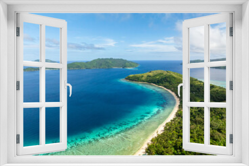Fototapeta Naklejka Na Ścianę Okno 3D - Tropical Island with beaches at coastline surrounded by blue sea. Romblon, Philippines.
