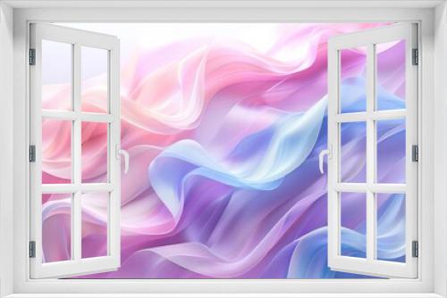 visualization of dynamic, abstract ribbons in soft pastel hues, winding through a blank space.