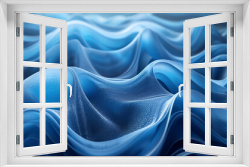 Three dimensional render of blue wavy pattern.