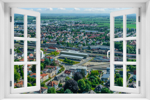 Fototapeta Naklejka Na Ścianę Okno 3D - Nördlingen, die zentrale Stadt des Geopark Ries im Luftbild