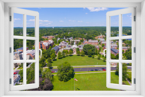 Fototapeta Naklejka Na Ścianę Okno 3D - Academy Building of Phillips Exeter Academy aerial view in historic town center of Exeter, New Hampshire NH, USA. This building is the main building of the campus. 