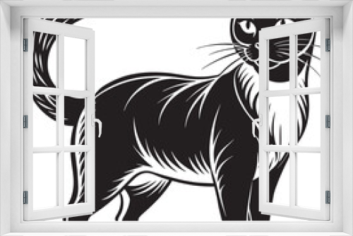 Fototapeta Naklejka Na Ścianę Okno 3D - Black cat on a white background. Vector illustration for your design