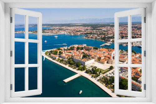 Fototapeta Naklejka Na Ścianę Okno 3D - Zadar, Croatia: Dramatic aerial view of the Zadar medieval old town by the Adriatic sea in Croatia coastline