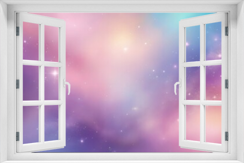 Pink unicorn sky with stars. Cute purple pastel background. Fantasy dreaming galaxy and magic wavy space with fairy light