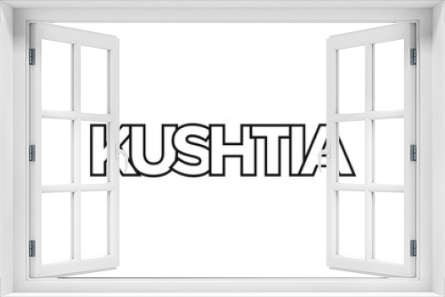 Kushtia in the Bangladesh emblem. The design features a geometric style, vector illustration with bold typography in a modern font. The graphic slogan lettering.