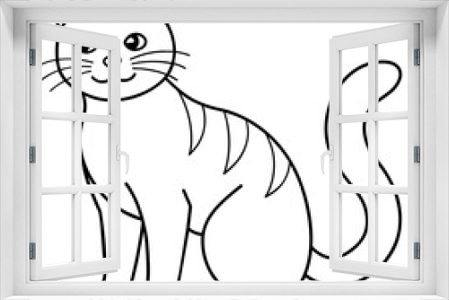 Fototapeta Naklejka Na Ścianę Okno 3D - black and white cat