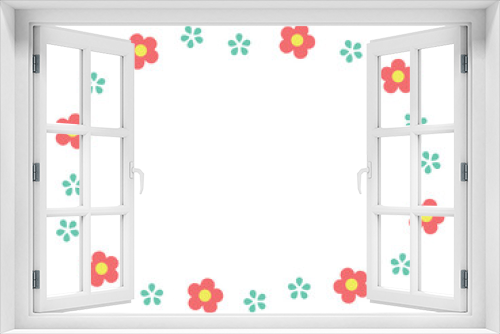 Fototapeta Naklejka Na Ścianę Okno 3D - シンプルな花の円形フレーム