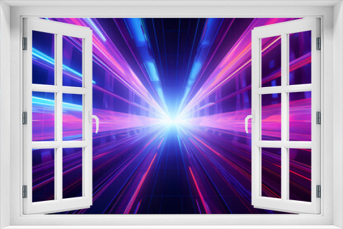 Digital neon light perspective tunnel abstract graphic poster web page PPT background