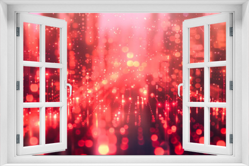 Shiny Bokeh and Glittering Christmas Lights, Festive Red and Gold Abstract Background, Magical Holiday Sparkle Design