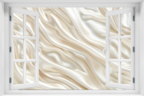 White yogurt, milk, or cream texture. Abstract background with soft silk fabric, liquid yoghurt, dairy product or cosmetic creme, modern realistic illustration.