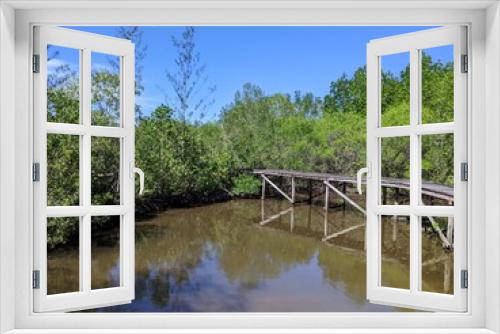Fototapeta Naklejka Na Ścianę Okno 3D - The lush green mangrove conservation forest is used as an educational tourist spot in East Kalimantan