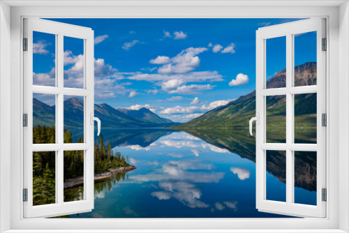 Fototapeta Naklejka Na Ścianę Okno 3D - Mirror Like Water Reflection Tutshi Lake Skagway Alaska