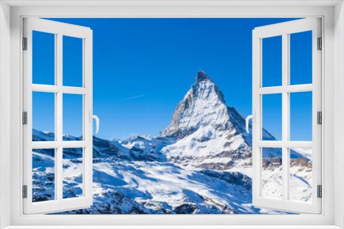 Fototapeta Naklejka Na Ścianę Okno 3D - Panorama view of Matterhorn on a clear sunny day