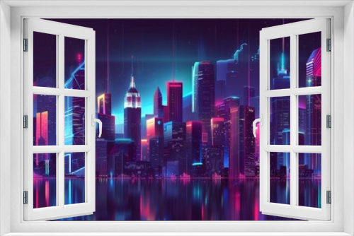 A futuristic city skyline with neon accents   AI generated illustration