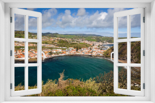 Fototapeta Naklejka Na Ścianę Okno 3D - Horta city and Porto Pim beach from Lira viewpoint, Faial island, Azores