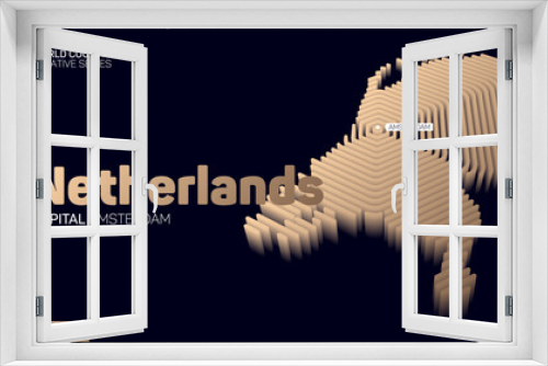 Fototapeta Naklejka Na Ścianę Okno 3D - Isometric map of Netherlands with golden hexagon lines