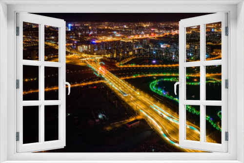 Fototapeta Naklejka Na Ścianę Okno 3D - Night view of the new city in southern Changchun, China