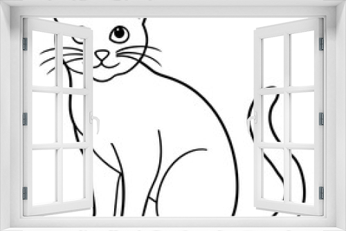 Fototapeta Naklejka Na Ścianę Okno 3D - black and white cat cartoon