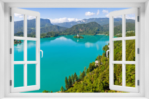 Fototapeta Naklejka Na Ścianę Okno 3D - Panoramic view of Bled Lake, Slovenia