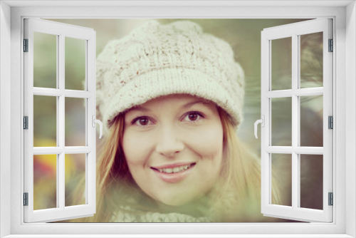 Attractive woman with winter hat.