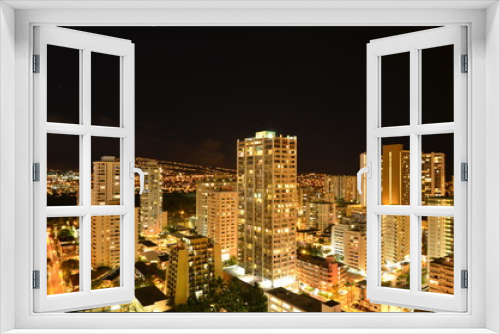 Fototapeta Naklejka Na Ścianę Okno 3D - Waikiki by night