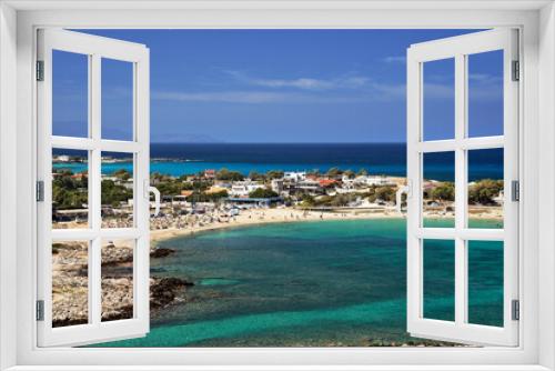 Fototapeta Naklejka Na Ścianę Okno 3D - The sea and the beach from a bird's eye view in Stavros  on the island of Crete