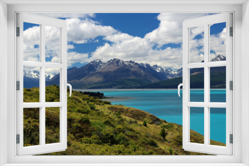 Fototapeta Naklejka Na Ścianę Okno 3D - View of Southern Alps over Lake Pukaki, New Zealand