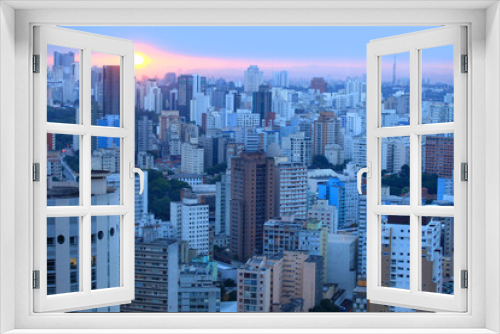 Sun set over Sao Paulo city