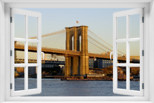 Fototapeta Naklejka Na Ścianę Okno 3D - brooklyn bridge in evening