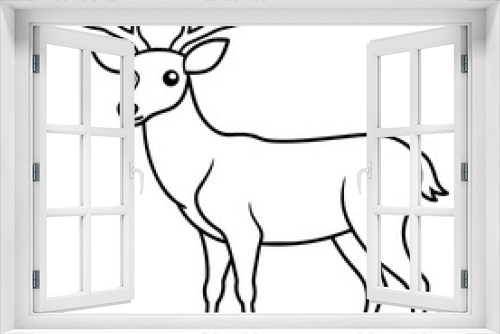 Fototapeta Naklejka Na Ścianę Okno 3D - deer mascot,deer silhouette,deer face vector,icon,svg,characters,Holiday t shirt,black deer drawn trendy logo Vector illustration,deer line art on a white background